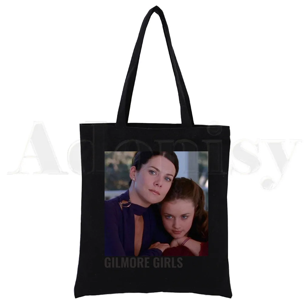 Момичетата гилмор Кафе Вечеря Люк Забавно Холщовая чанта Черни чанти Harajuku Ежедневни Дамски чанта за момичета Еко-чанта за рамо, за да купувачи Изображение 5