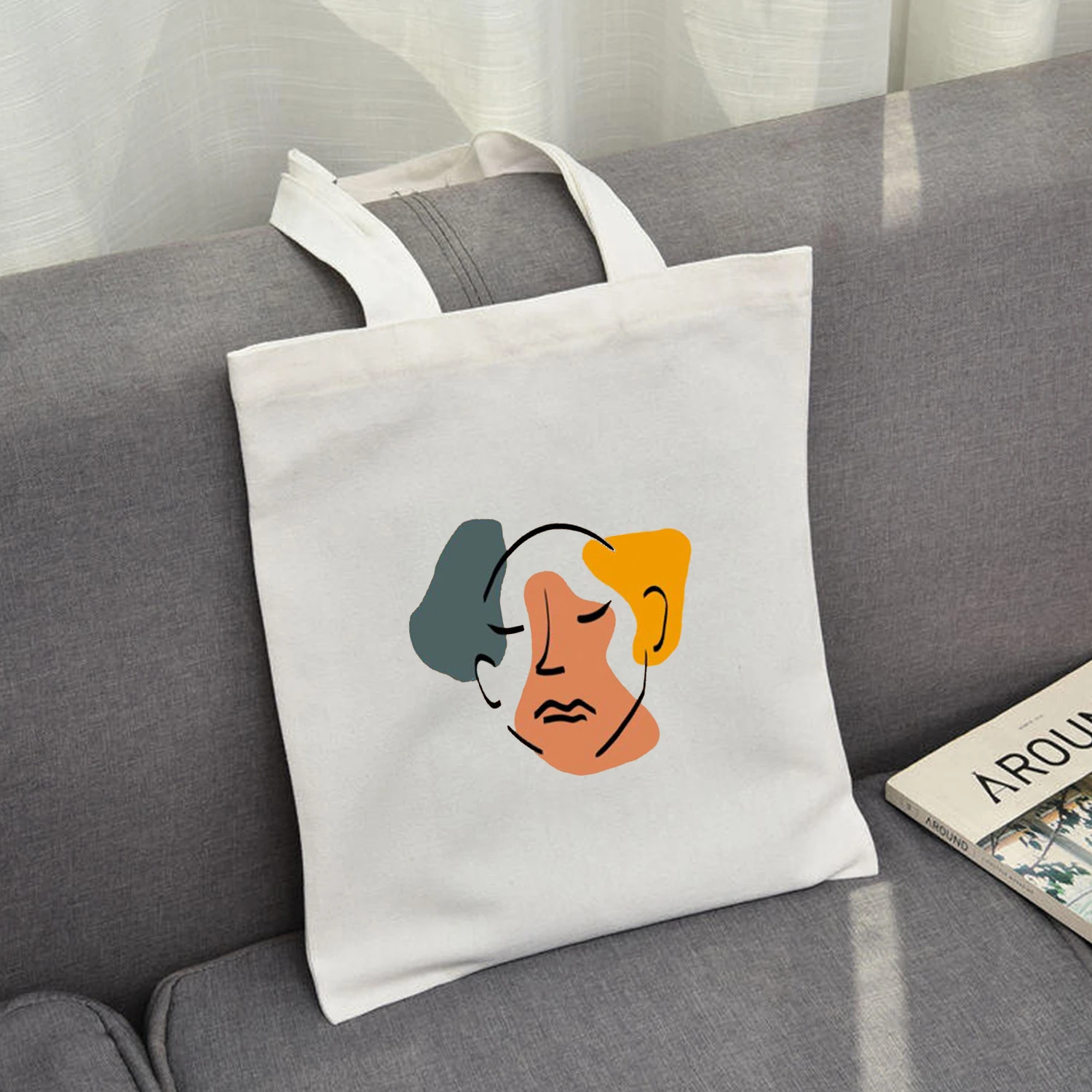 Абстрактно Изкуство Карикатура Kawai Сладък подарък за приятел Чанта за рециклиране Женствена чанта за пазаруване Множество чанта Ежедневни Дамски Дамска чанта за момичета Изображение 4