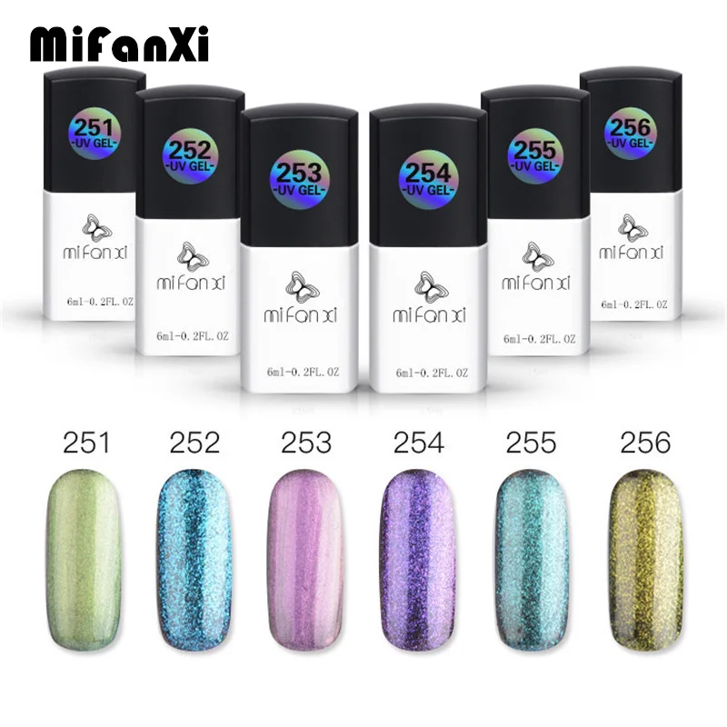 MiFanXi 1 Бутилка 6 мл Отразяваща Гел-светкавица с пайети Сребристо-Син Блясък За Нокти, Гел-лак за маникюр Абсорбира UV-Гел-лак Изображение 5