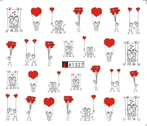 Стикер за нокти художествена украса слайдер романтичната любов балон самозалепващи етикети за пренос на вода маникюр лак аксесоари полска фолио Изображение 2