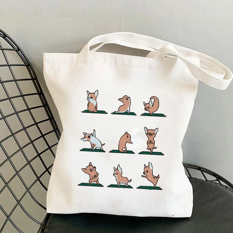 Сладки Мультяшные животни с принтом за пазаруване Холщовая чанта Harajuku Козметична Множество чанта за пазаруване и Чанта за студентски книги Изображение 3
