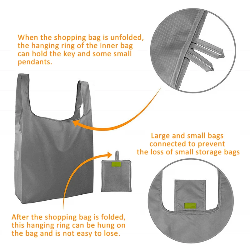 Водоустойчива чанта с Голям капацитет за Многократна употреба ЕКО Полиэстеровые Преносими Чанта През Рамо Сгъваеми Пазарски чанти Плат Оксфорд Изображение 5