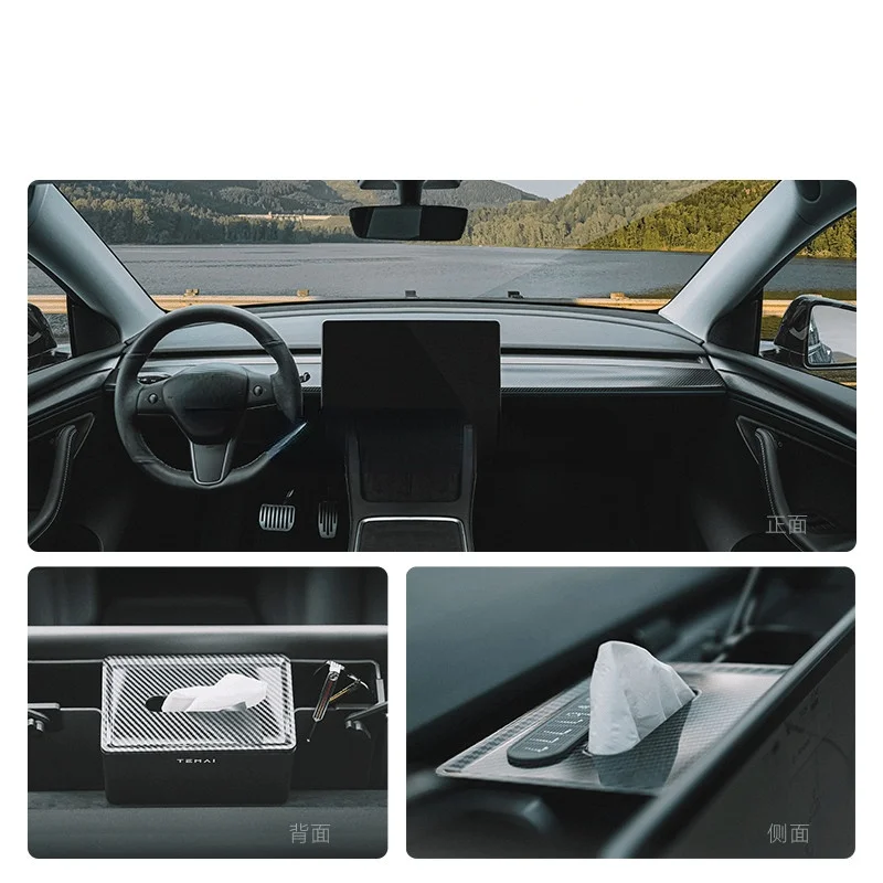 За Tesla, Модел 3 Y Аксесоари 2017-2022 Кола Телефон Централна Екран за Управление на Текстилен авто Кутия За Съхранение на Model3 Y Аксесоари Изображение 1
