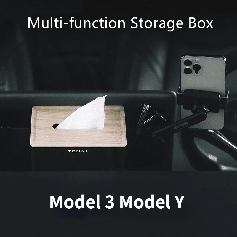 За Tesla, Модел 3 Y Аксесоари 2017-2022 Кола Телефон Централна Екран за Управление на Текстилен авто Кутия За Съхранение на Model3 Y Аксесоари Изображение 2