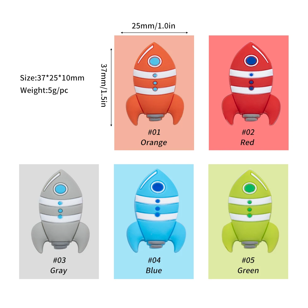 Sunrony 10 бр. Силиконови Топчета Карикатура Форма на Ракети BPA Безплатно За Производство на бижута на Едро САМ Зърното на Веригата за Бижута и Аксесоари Изображение 5