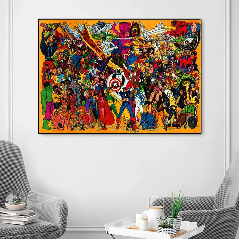 Супергерой на марвел Комикс the Avengers Платно Живопис Капитан Америка Щампи и плакат на Стенно Изкуство Картина за вашия интериор, Хол Куадрос Изображение 2