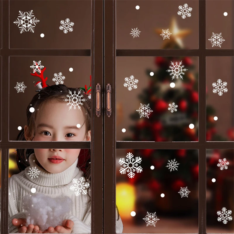 Коледна Стикер от PVC Снежен Дядо Коледа Лосове Стенни Прозорци Декор за партита САМ Статични Етикети Подаръци Лепило Коледни декоративни Изображение 1
