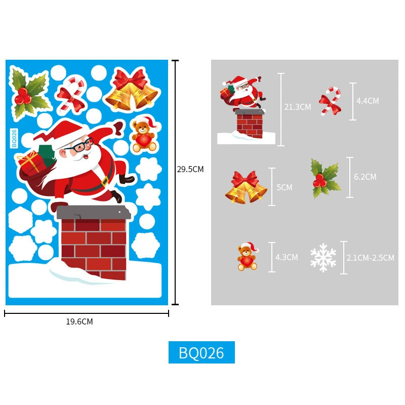 Коледна Стикер от PVC Снежен Дядо Коледа Лосове Стенни Прозорци Декор за партита САМ Статични Етикети Подаръци Лепило Коледни декоративни Изображение 4