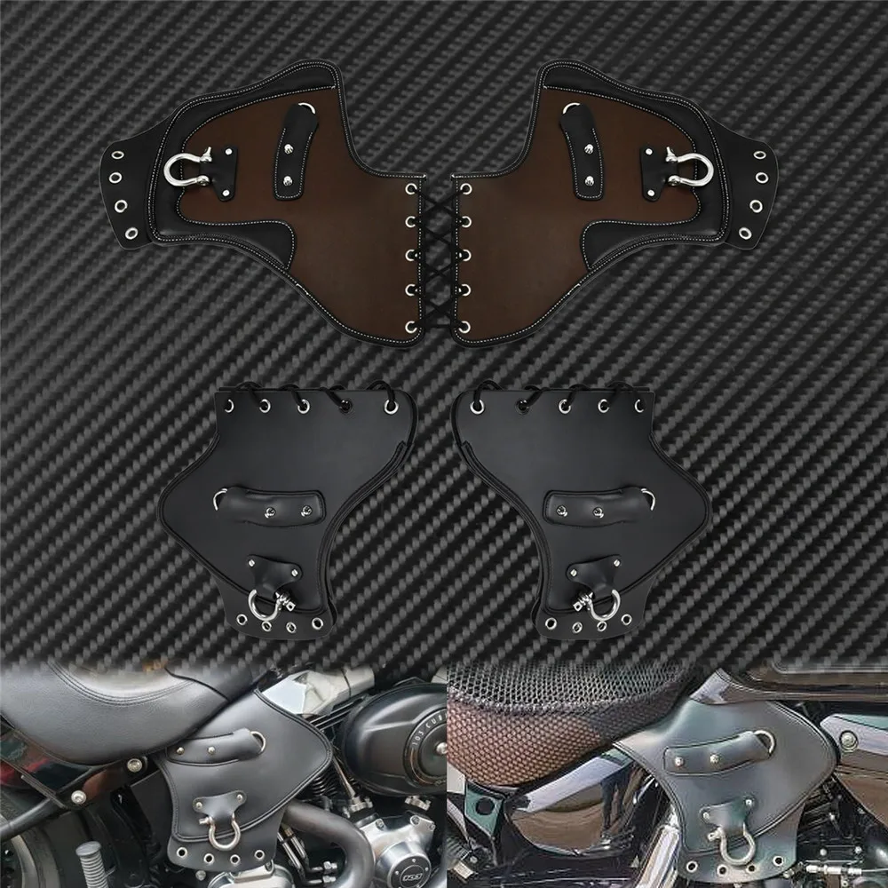 Универсален Мотоциклет ПУ Топлинното Седлото Щит Дефлектори Черен/Кафяв Кожен Голям Размер За Harley Dyna Softail Sportster За Suzuki Изображение 3