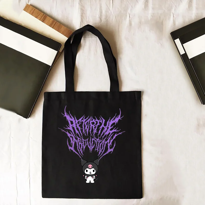 Harajuku Y2K Чанта за пазаруване с принтом Чанти за рамо Дизайнерска чанта Дамска чанта за пазаруване Аниме Холщовые чанти Бакалски чанти за рамо Изображение 4