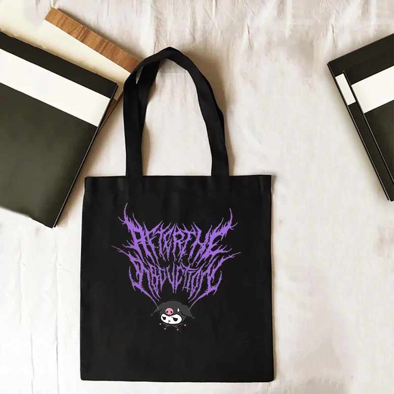 Harajuku Y2K Чанта за пазаруване с принтом Чанти за рамо Дизайнерска чанта Дамска чанта за пазаруване Аниме Холщовые чанти Бакалски чанти за рамо Изображение 5