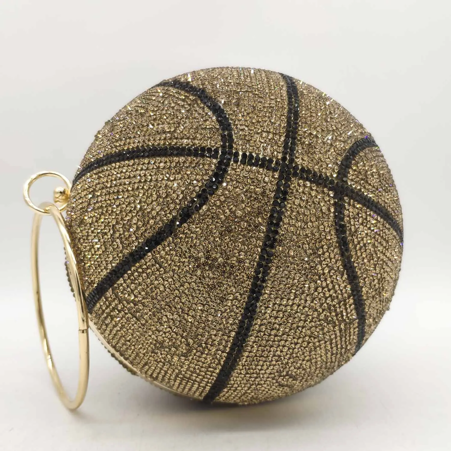 Бутиков хотел De FGG Кръгла Топка Златна клатч Портмонета за жени Баскетболни вечерни чанти с кристали Чанти, Дамски вечерни чанти за вечеря Изображение 1