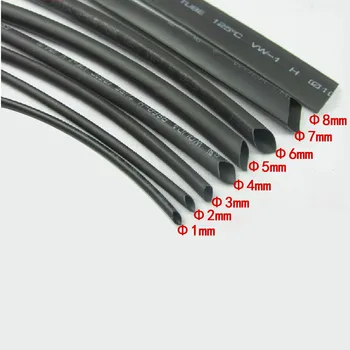 На 5 метра/бр Свиване тръба 1 мм 2 мм 3 мм 4 мм и 5 мм, 6 мм, 7 мм, 8 мм свиване опаковка термореактивный кабелен ръкав свиване тръба комплект