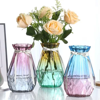 Творческа прозрачна ваза Европейския цвят домашна стъклена ваза богата бамбук ваза за сухи цветя, зелена гидропонная ваза с копър 1