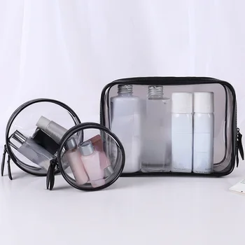 Прозрачни торбички от PVC Пътен Органайзер Прозрачна чанта за моливи молив случай Чанта за тоалетни принадлежности Косметичка за грим, Чанта за пране 1