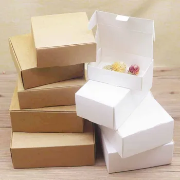 50 бр. на едро на голяма кутия за опаковане на подаръци размер mutli реколта кутии шоколадови бонбони от крафт бял хартия за опаковане на Подаръци кутия за домашни партита 1