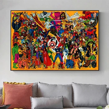 Супергерой на марвел Комикс the Avengers Платно Живопис Капитан Америка Щампи и плакат на Стенно Изкуство Картина за вашия интериор, Хол Куадрос