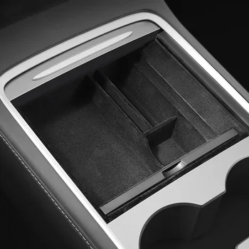 Централната Конзола на автомобила Стекающиеся Контейнери-Организаторите за Tesla, Модел 3 Y 2021 Подлакътник Кутия За Съхранение Тава Аксесоари за интериора на колата 2