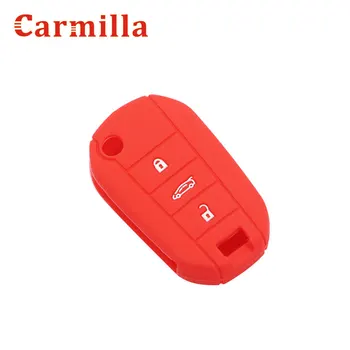 Кармилла Силиконова флип-надолу Кутията за ключове от кола, подходяща за Citroen C4 CACTUS C3 C5 за Peugeot 508 301 2008 3008 408 Притежателя чанти и калъфи за ключове