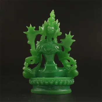 21 Зелената Фигурка Тара Имитира Нефритовую Смола 13 см Будистки Бодхисатва Тибетски Аксесоари Шивачи, Декорация на Статуята на Буда 1