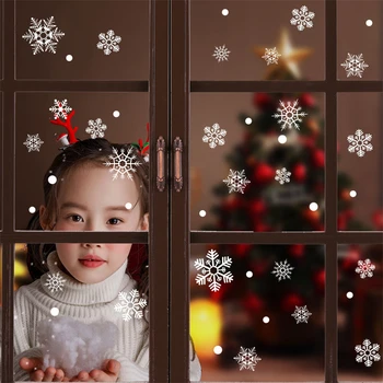 Коледна Стикер от PVC Снежен Дядо Коледа Лосове Стенни Прозорци Декор за партита САМ Статични Етикети Подаръци Лепило Коледни декоративни 2