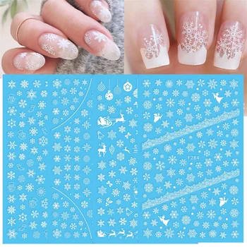 3D Бели Снежинки Зимни Плъзгачи за стикери за нокти Коледни Украси Етикети на Нова Година САМ Маникюр Артистични Инструменти 1