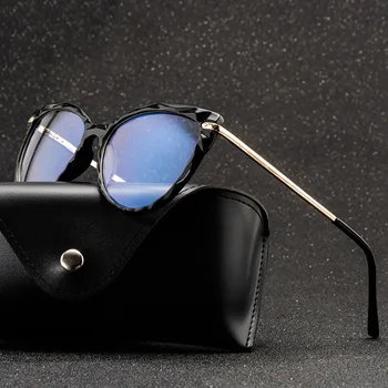 Модерни дамски слънчеви очила с кошачьим око Срещу Синя Светлина 2021 Черна Дограма Луксозен Дизайн на Компютърни Дамски Очила с прозрачни лещи 1