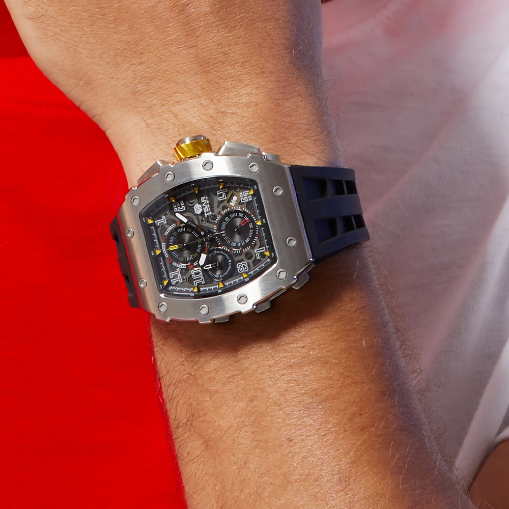 Мъжки часовник. ЦАР BOMBA 2021 Нови ръчни часовници луксозна марка TMI VK67 Кварцов механизъм Хронограф От неръждаема стомана Водоустойчив часовник Изображение 1