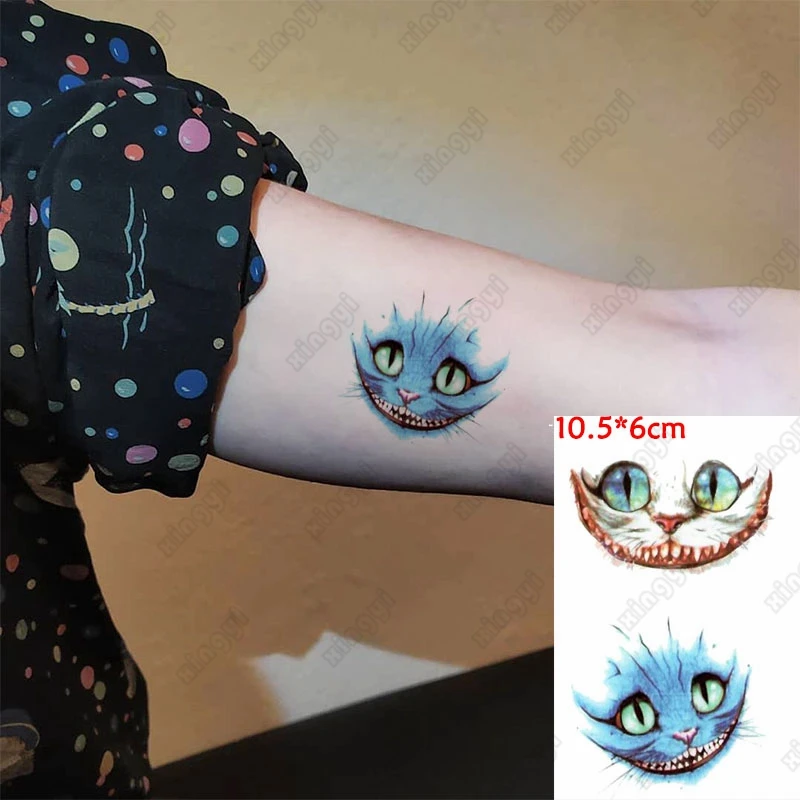 Водоустойчив Временни Стикери с татуировки Синята Половина на Лицето Котка Малки Очички Фалшива Татуировка Флаш Татуировка на Китката на Ръката Крак на Момиче на Мъже, Жени Деца Изображение 5
