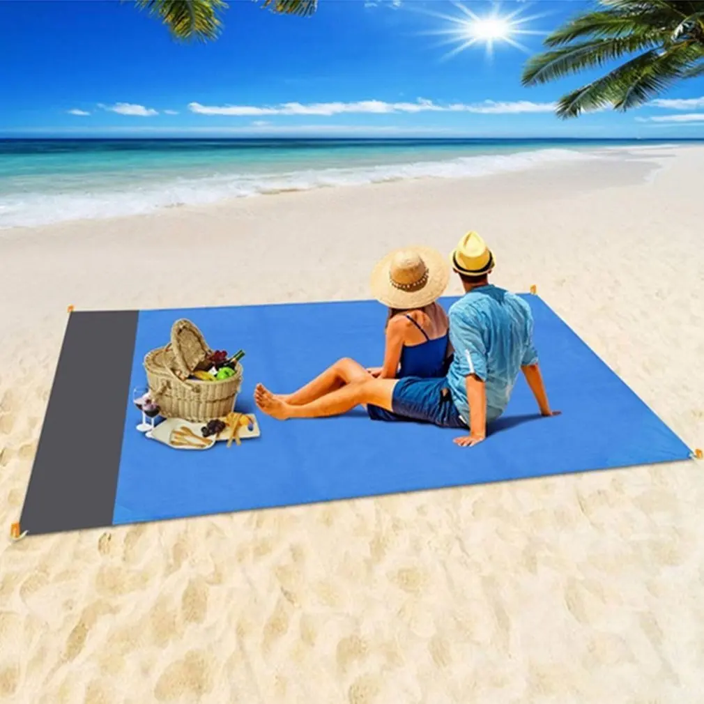 Големи Плажни антипесчаные Кърпи 200 См Матов Антипесчаный Плаж Антипесчаное Плажна Одеяло Големи Джоба За пикник, Защита От вятър Изображение 5