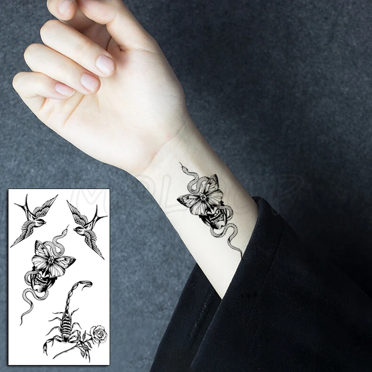 Водоустойчив Временна Татуировка Стикер с изображение на птици и животни, малки стикери с татуировки Флаш фалшиви Татуировки за момичета, мъже, жени, деца Изображение 3