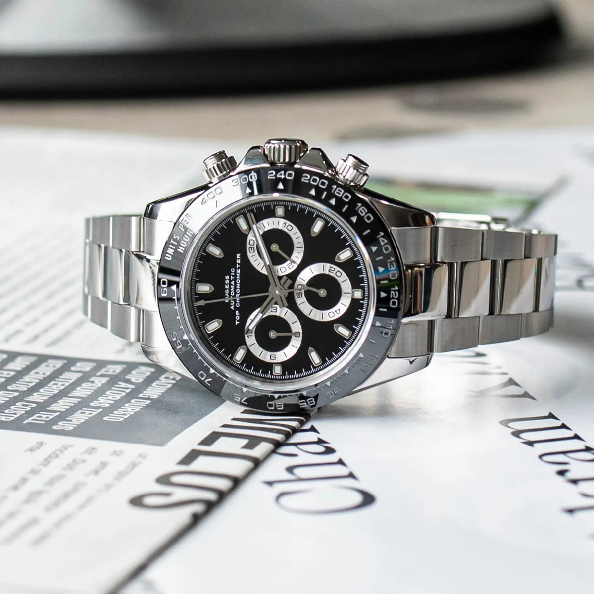 Sugess Panda 7750 Механизъм Автоматичен механичен Хронограф часовник е Водоустойчив Мъжки часовник за гмуркане Керамични bezel Подарък за Ден-Тон Изображение 3