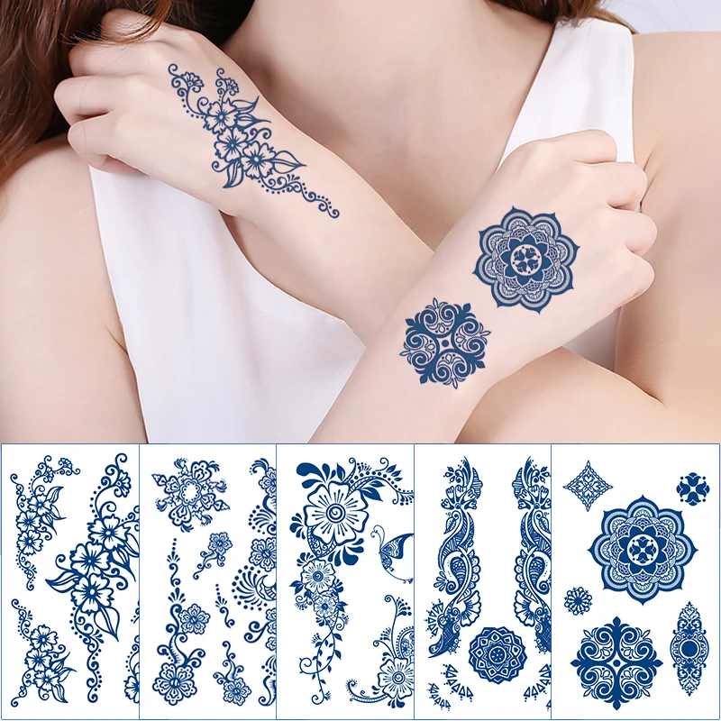 40 Дизайн Непромокаеми Лепенки за татуировка на ръката с продължителност от 15 Дни, Флаш фалшиви Татуировки за тяло за жени/мъже Изображение 1