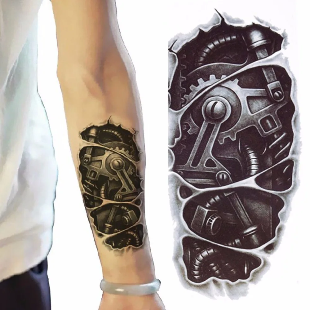 3D механична ръка задържане гайка татуировка стикер за мъже ръка на ръка тялото защитен от брадавици Временна татуировка tatuagem Изображение 1