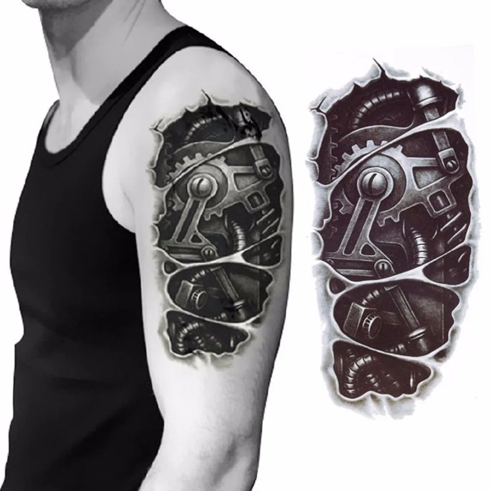 3D механична ръка задържане гайка татуировка стикер за мъже ръка на ръка тялото защитен от брадавици Временна татуировка tatuagem Изображение 5