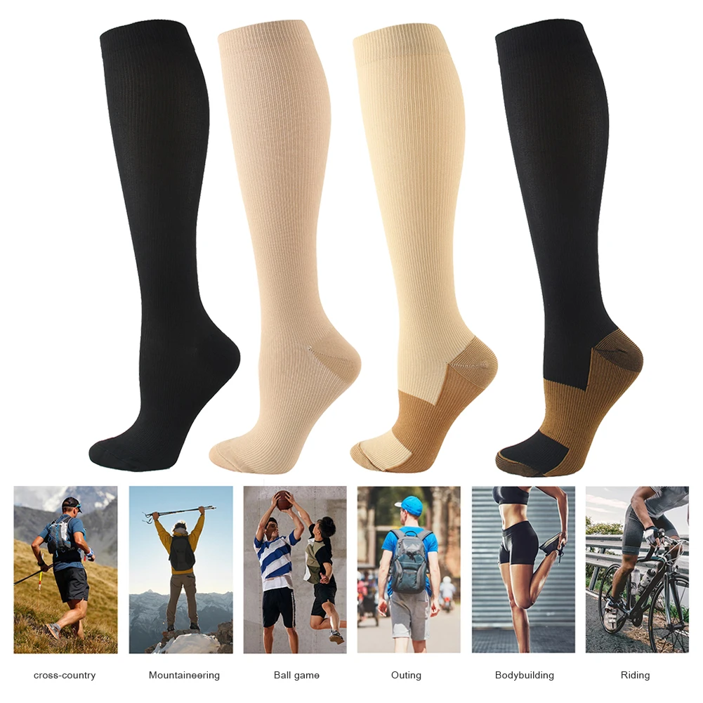Компресия чорапи за мъже и жени, Унисекс Спортни Чорапи, подходящи за бягане, Полет, Пътуване, Чорапи за възстановяване на кръвообращението Изображение 3
