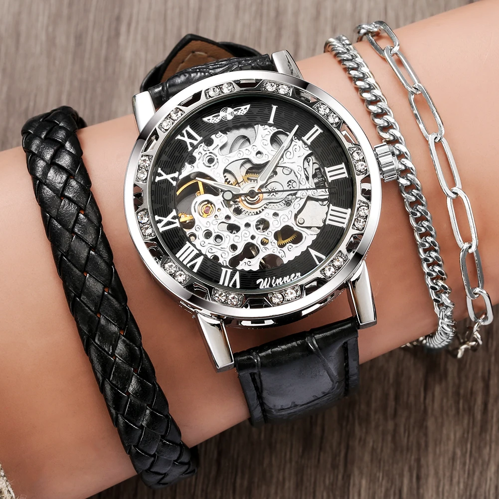 Луксозни Мъжки Механичен Часовник Гривна с Бриллиантовым Светящимся Показалеца на Кралския Дизайн на Ръчен Часовник с ръчно от Подарък за приятел Изображение 1