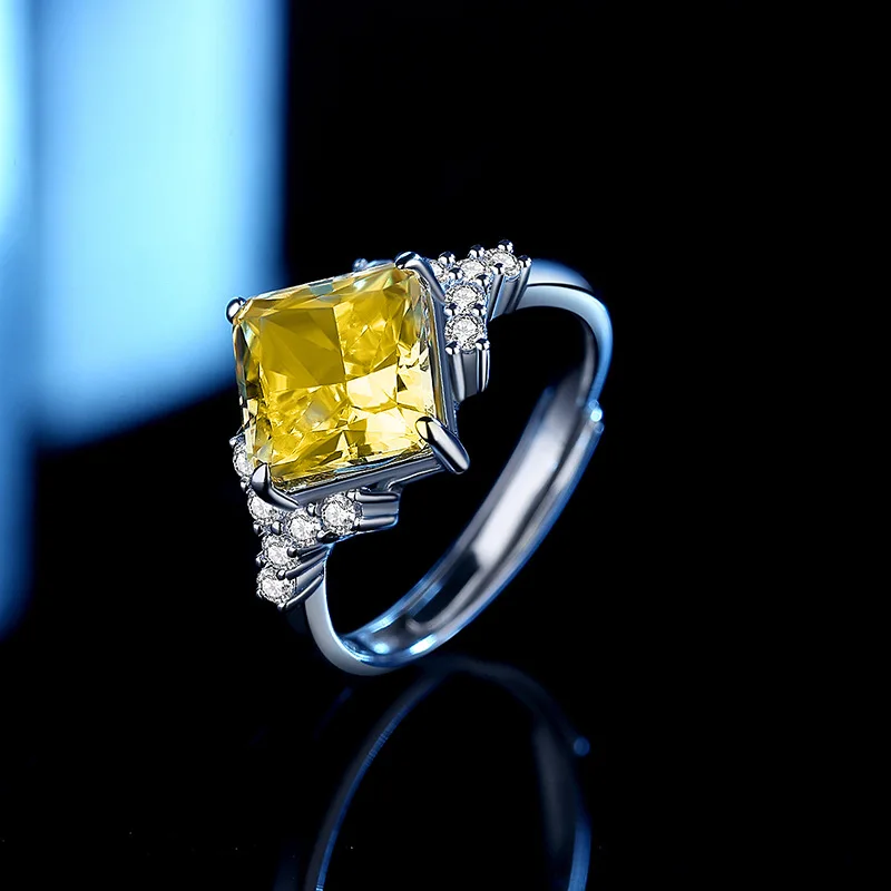 Luomansi Super Fashing 8 мм, Жълто злато пръстен с высокоуглеродистым диамантен пръстен За жени S925 Сребърни бижута Сватба парти Подарък за рождения ден на Регулируем размер на Изображение 2