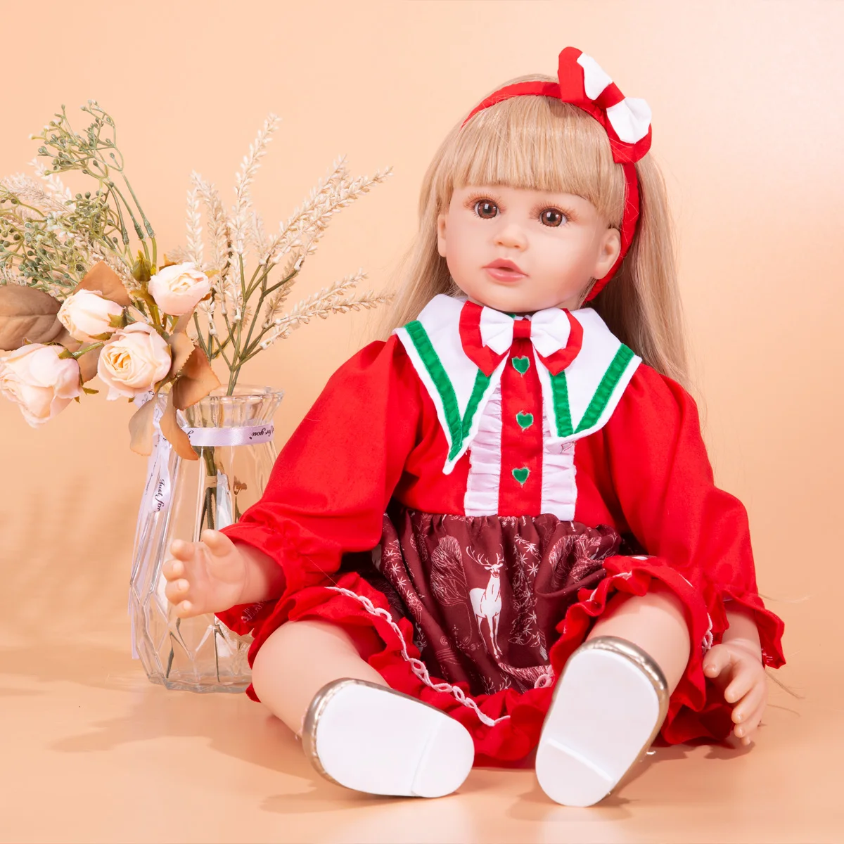 Нов прием на 60 см Възстановената Бонека Дете Princess Кукла С Дълга Руса Коса Новородени Силиконови Кукли, Играчки За Подарък Gilr Детски подарък Изображение 1