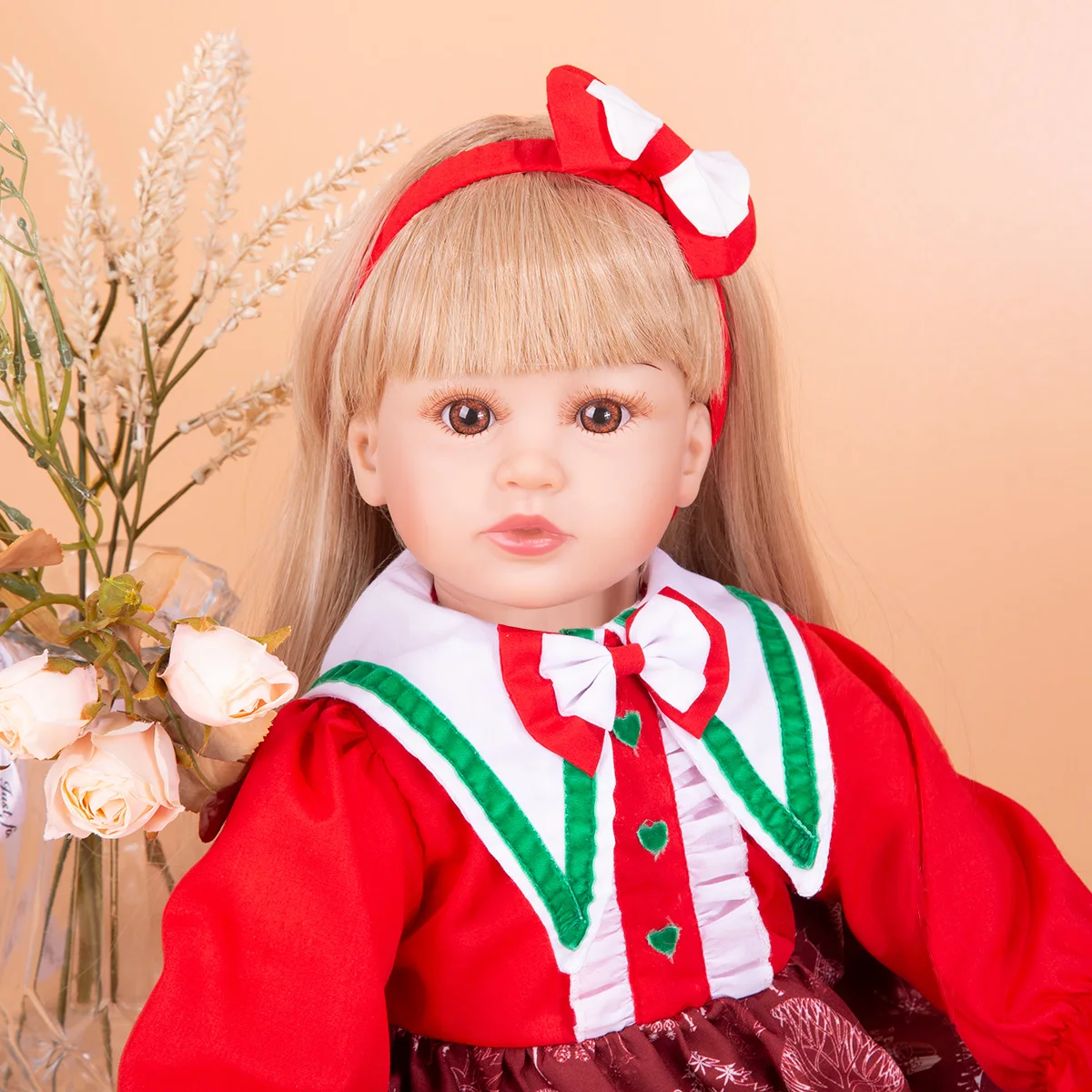 Нов прием на 60 см Възстановената Бонека Дете Princess Кукла С Дълга Руса Коса Новородени Силиконови Кукли, Играчки За Подарък Gilr Детски подарък Изображение 2