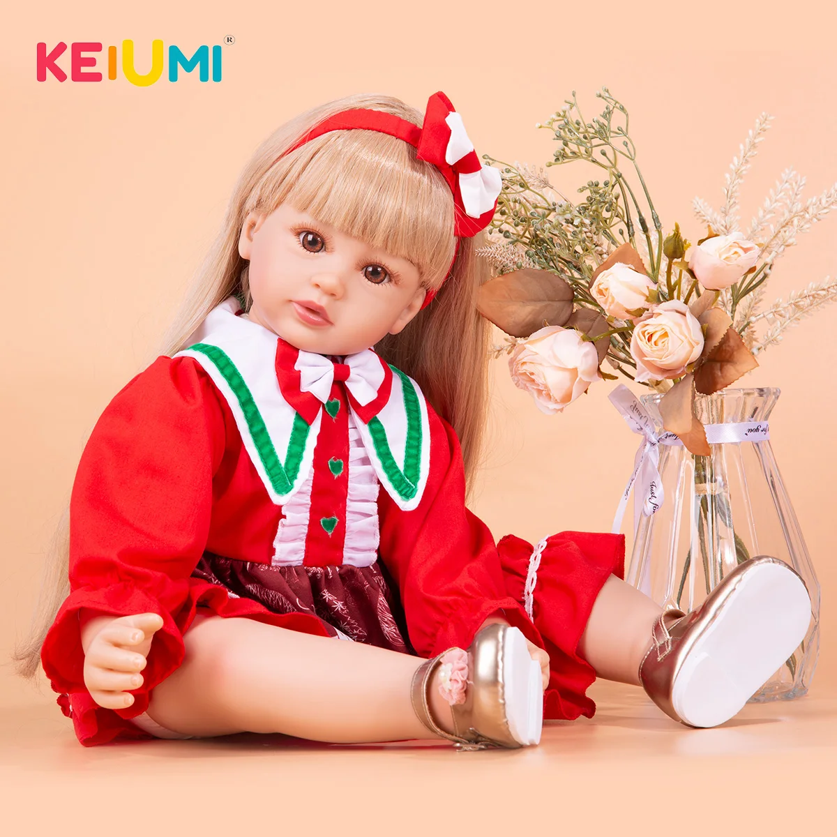 Нов прием на 60 см Възстановената Бонека Дете Princess Кукла С Дълга Руса Коса Новородени Силиконови Кукли, Играчки За Подарък Gilr Детски подарък Изображение 3