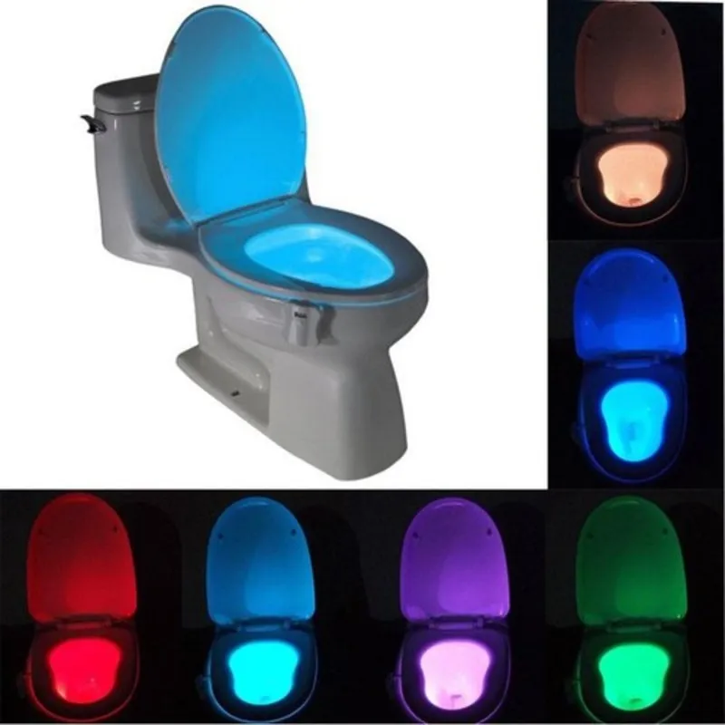 Водонепроницаемое Седалка За Тоалетна Нощни Осветителни Тела С Датчик За Движение, Задна Светлина Преносим 8 Цвята Лампа За Тоалетна Тоалетна, Тоалетка, Лампа, Toliet Light Изображение 3