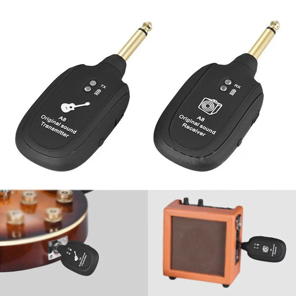 Система за безжичен пренос на китара, електрическа китара безжичен звукосниматель безжичен радиостанцията A8 китара безжичен приемник Изображение 4