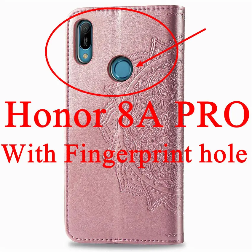 За Huawei Honor 8A Калъф Huawei Honor 8A PRO Флип Калъф-Луксозен кожен калъф за телефон с Пълно покриване на Защитно фолио за Честта 8A Изображение 1