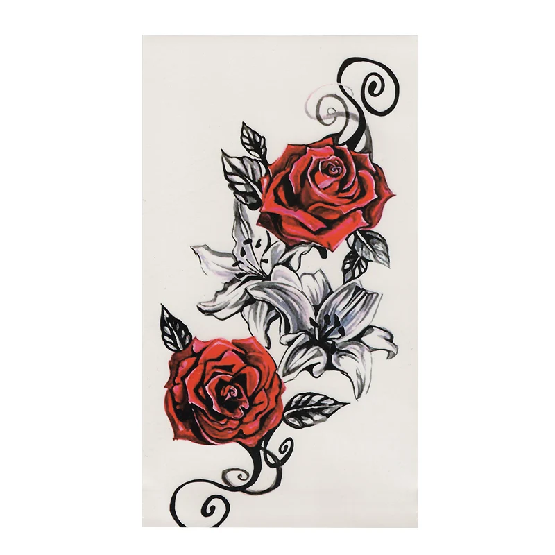 1бр Цвете Ръка Татуировка на Стикер Боди-Арт Красотата на една Жена Роза Временна Татуировка Стикер Изображение 2