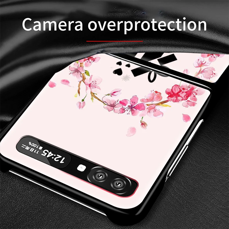 Нов Мобилен Удароустойчив Калъф Твърд Калъф с розови принтом на Миглите за Samsung Galaxy Z Flip 3 5G Black Калъф за телефон Fundas Изображение 3