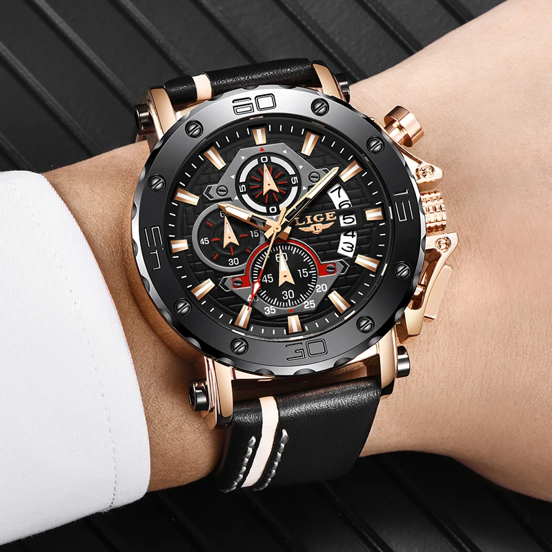 2021 LIGE Нов модерен мъжки часовник от неръждаема стомана Най-добрата марка на Луксозни Спортен Хронограф Кварцов часовник За мъже Relogio Masculino Изображение 5