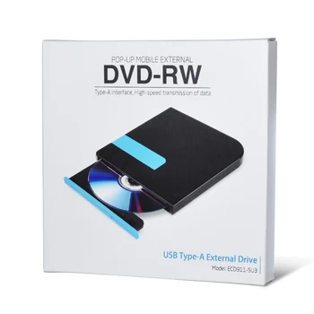 Deepfox Чисто Нов USB 3.0 Външен Диск DVD-R CD-Записващо Оптично Устройство CD-RW, DVD-ROM За Лаптоп Windows 10 Бележника 2
