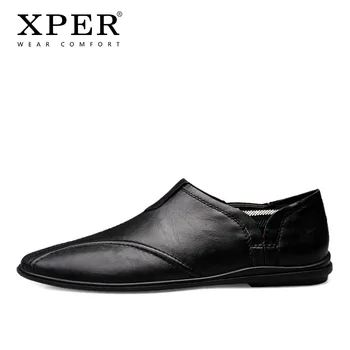 Марка XPER Мека Ежедневни обувки за шофиране ръчно изработени Удобни мокасини за мъже Мокасини от черна кожа с намаляване на равна подметка #XP058 1