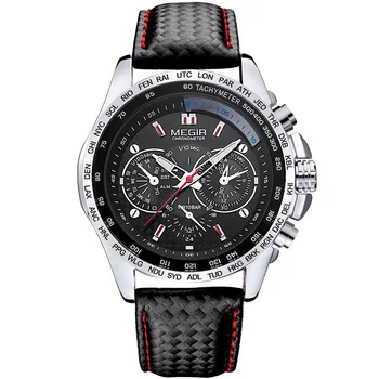 Модерен мъжки часовник Най-добрата марка на Луксозни Кварцов Водоустойчив спортен часовник Ръчен часовник Relogio Masculino Червена кожена каишка Мъжки часовник 2